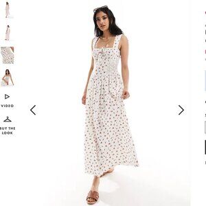 NWT ASOS DESIGN square neck ruched bust maxi dress with lace inserts